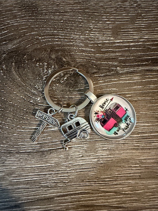 Accessories - Camping Camper Keychain Home is Where You Park It NEW Key Ring Keyring